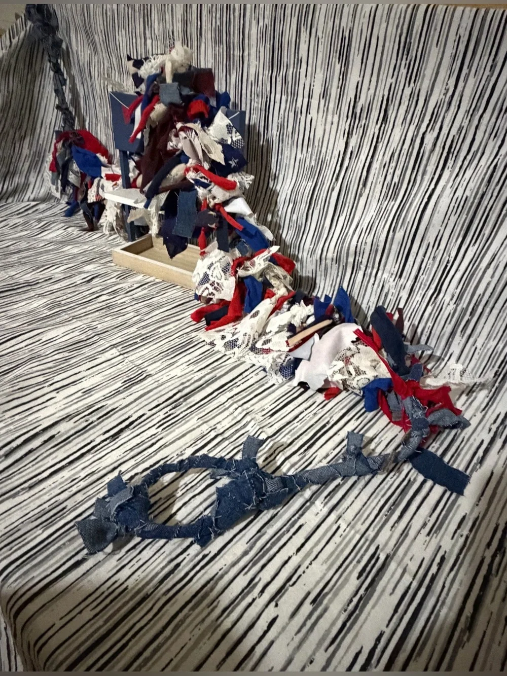 Red, White, & Blue Handmade Fabric Garland & 3 More Pieces of Matching Decor